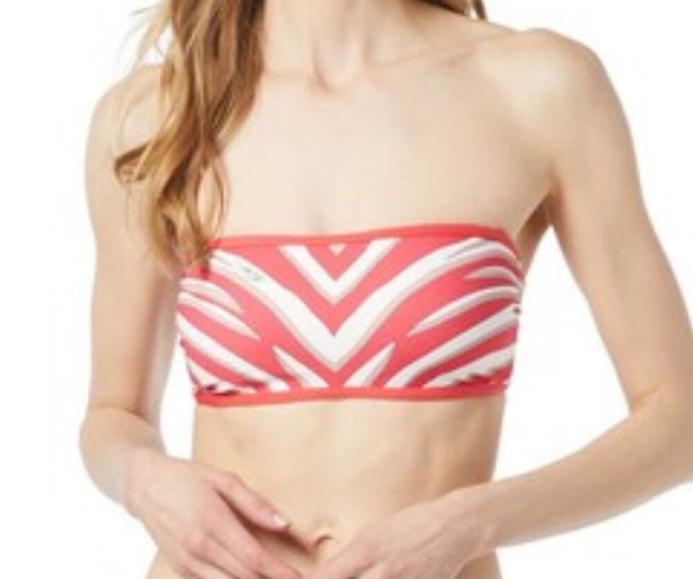 Michael Kors Geranium Zebra Spine Convertible Bandeau Bikini Top L NWT
